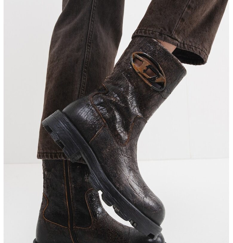 Кожени ботуши до глезена Hammer - Тъмнокафяв Diesel