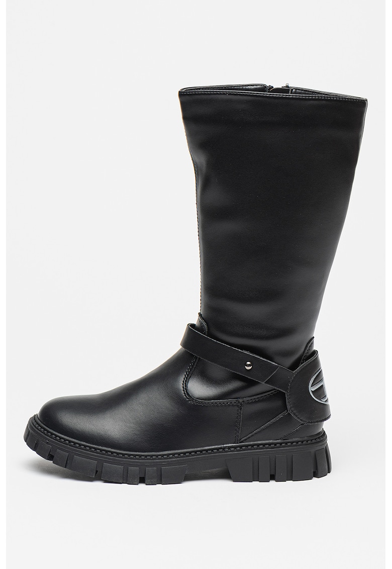 Кожени ботуши до коляното Hammer - Черен/Сребрист Diesel