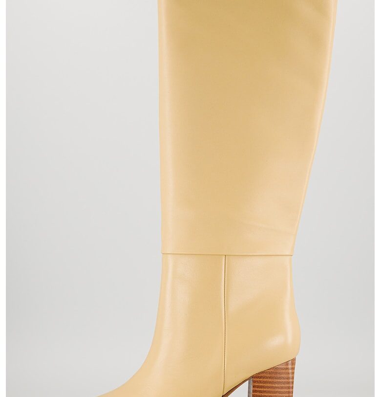 Кожени ботуши до коляното Perinna - Бежов GUESS