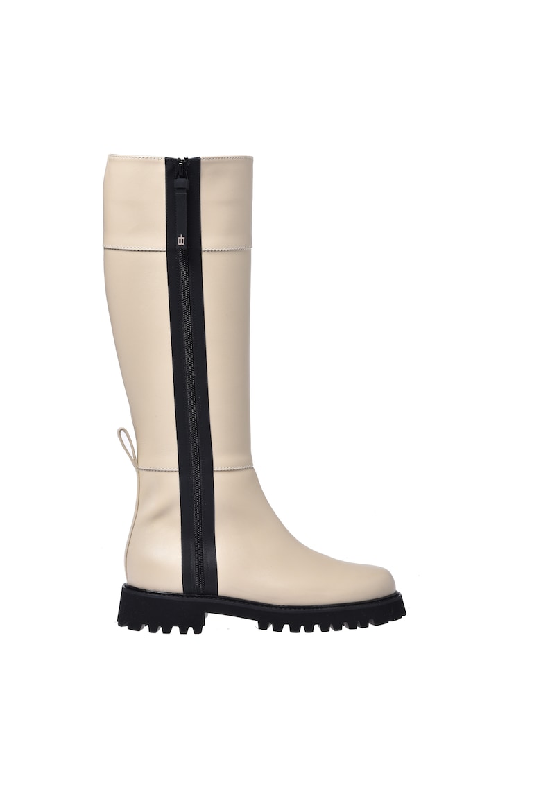 Кожени ботуши до коляното - Слонова кост Baldinini