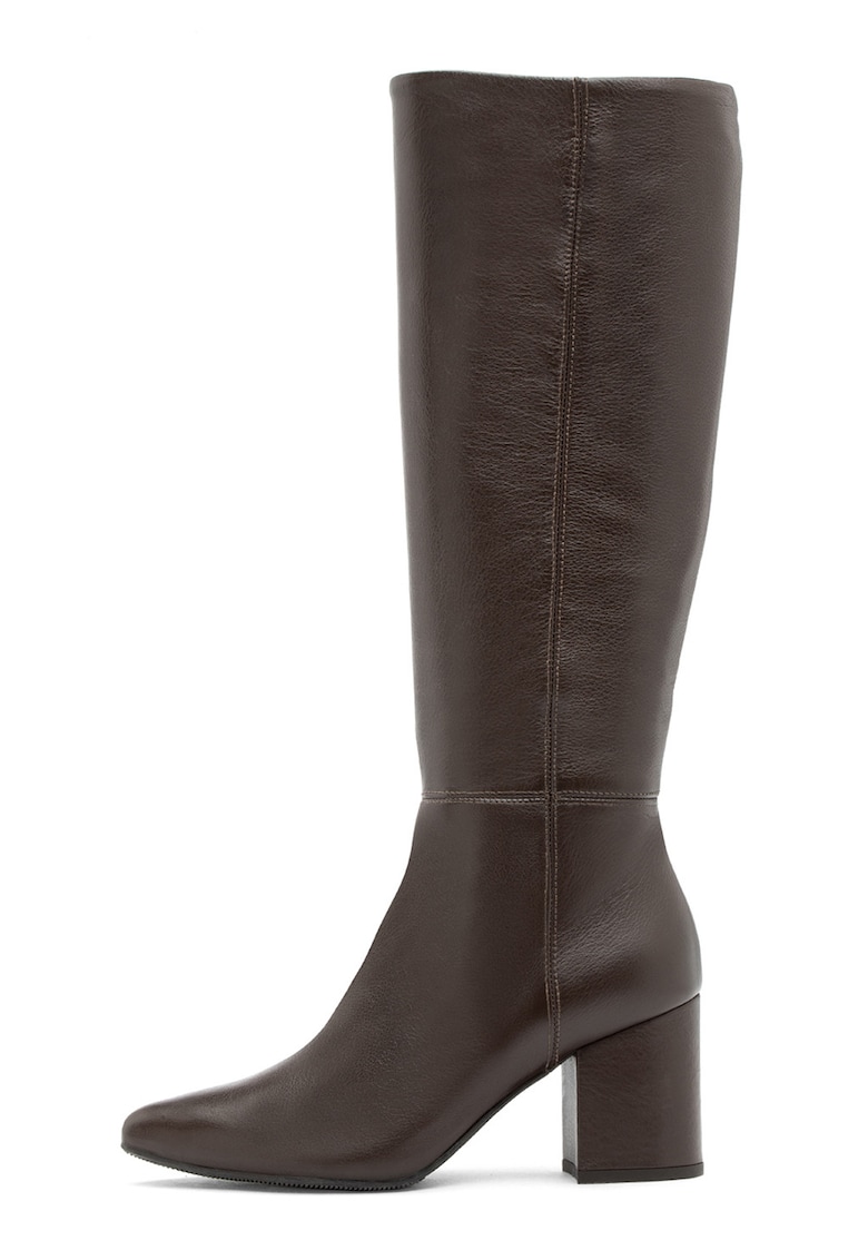 Кожени ботуши до коляното - Тъмнокафяв RYLKO