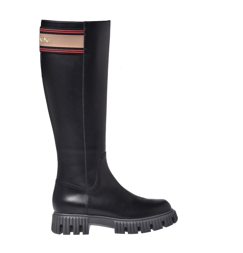 Кожени ботуши до коляното - Черен Baldinini