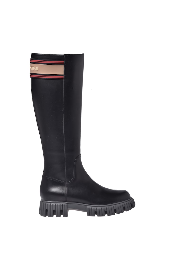 Кожени ботуши до коляното - Черен Baldinini