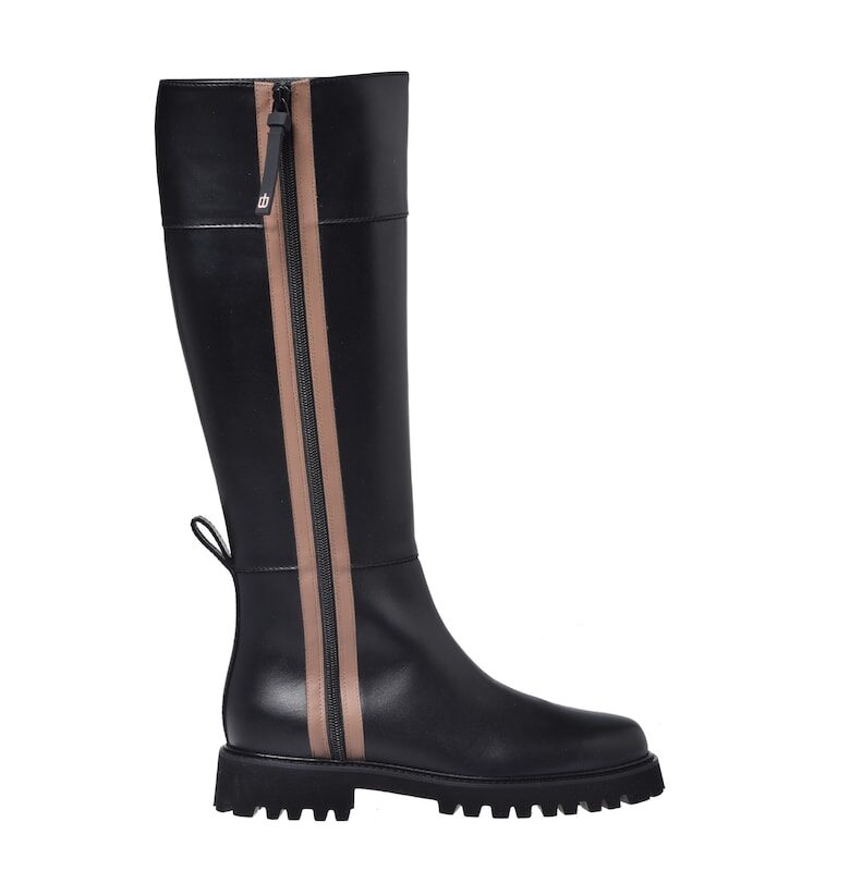 Кожени ботуши до коляното - Черен Baldinini