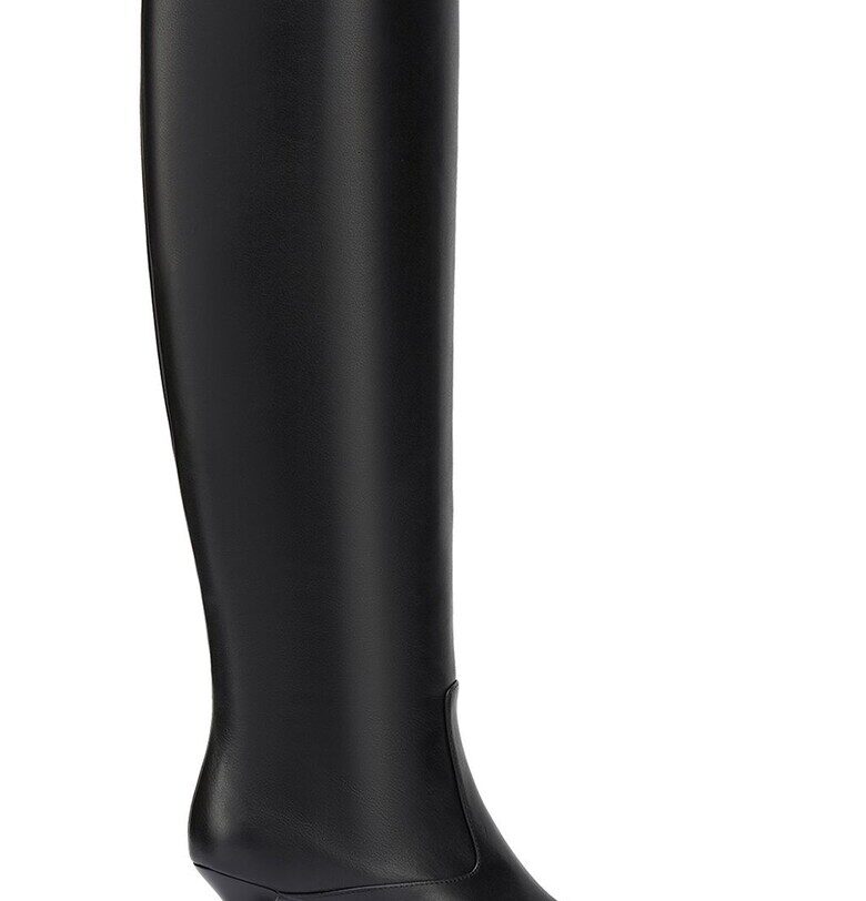 Кожени ботуши до коляното - Черен Potamy