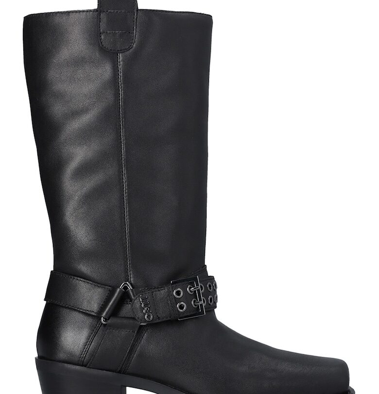 Кожени ботуши до коляното с квадратен връх - Черен Liu Jo