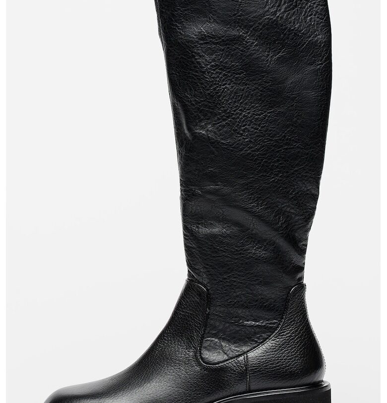 Кожени ботуши до коляното с масивен ток - Черен Tommy Jeans