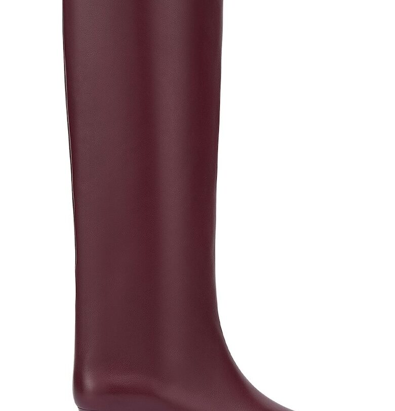 Кожени ботуши до коляното с остър връх - Бордо Potamy