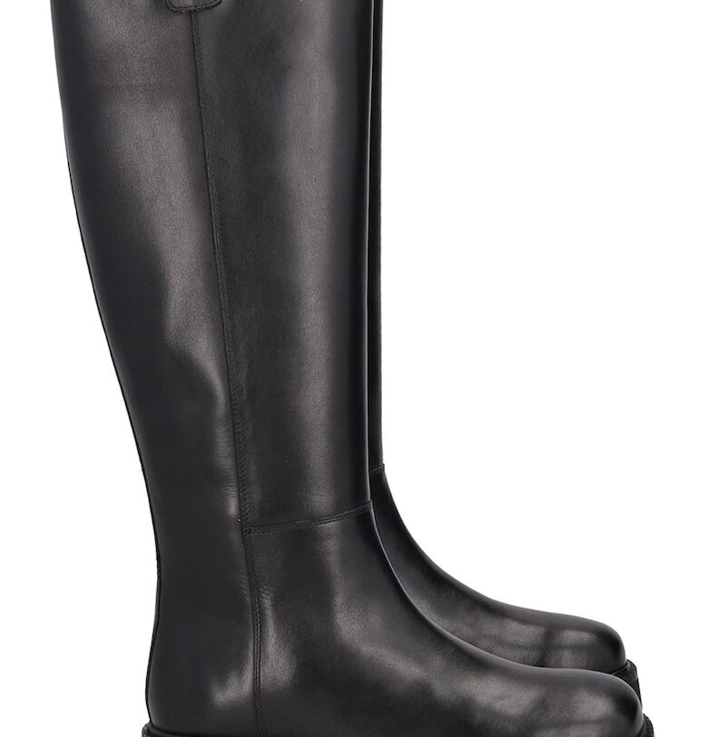 Кожени ботуши до коляното с цип - Черен Tosca Blu