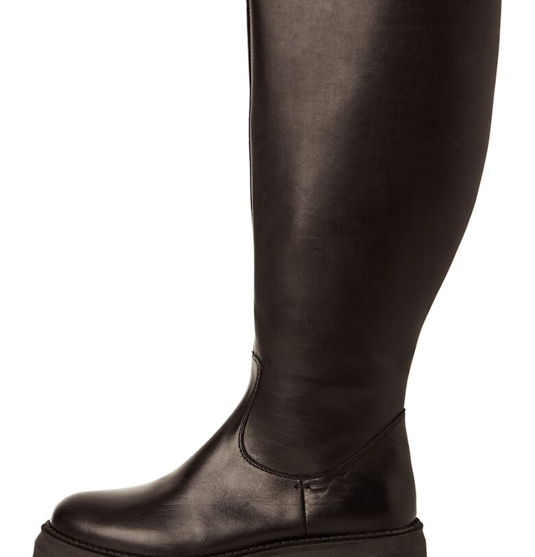 Кожени ботуши до средата на прасеца - Черен Marco Tozzi