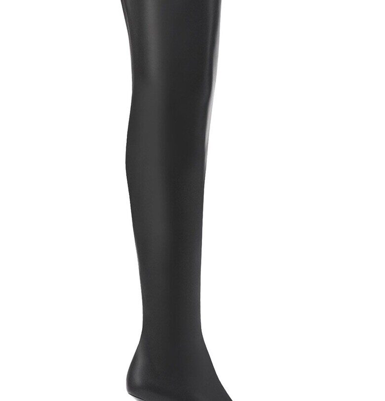 Кожени ботуши над коляното - Черен Potamy