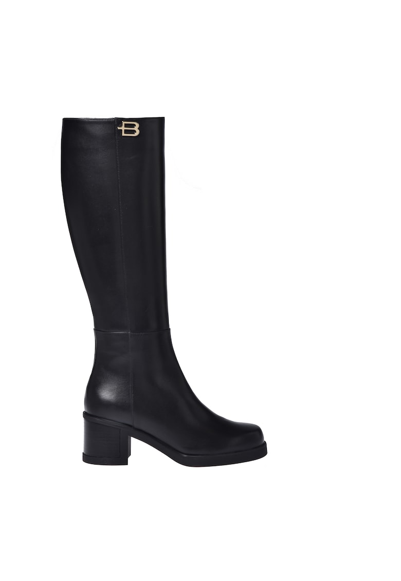 Кожени ботуши с масивен ток - Черен Baldinini