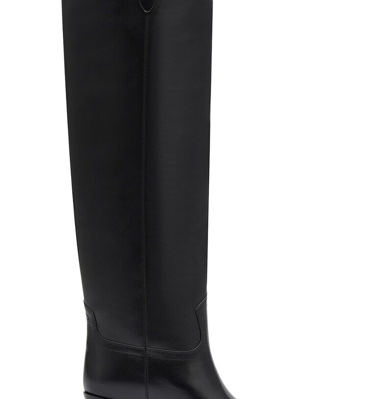 Кожени ботуши с масивен ток - Черен Potamy Premium