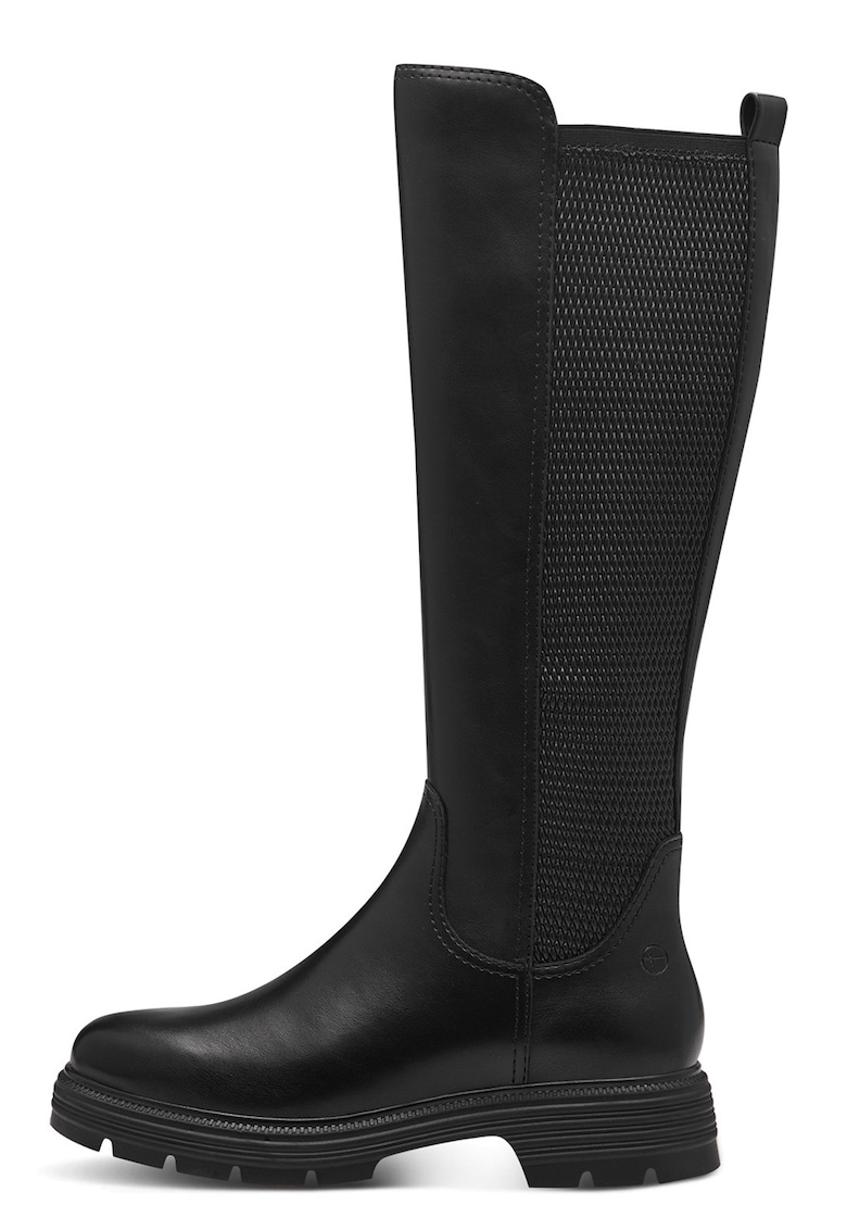 Кожени ботуши с релеф - Черен Tamaris