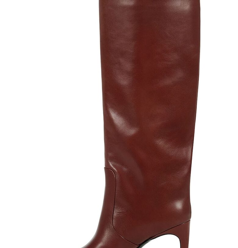 Кожени ботуши с ток - Канелено кафяво Potamy