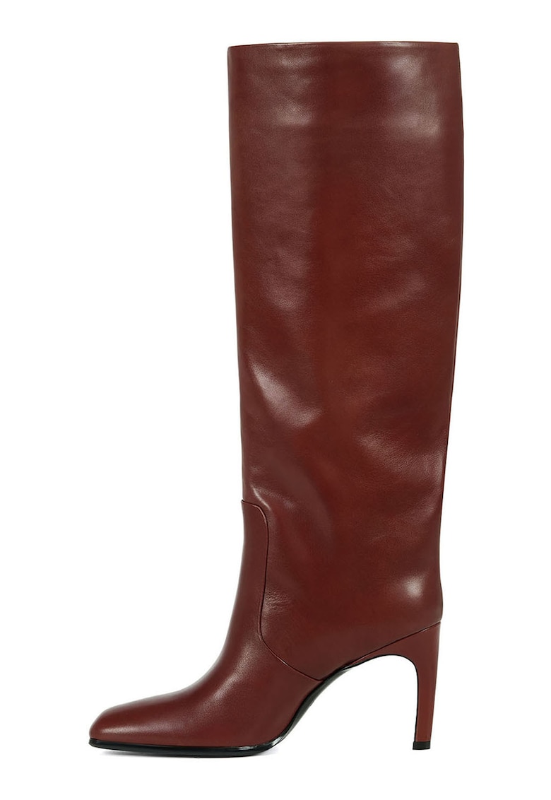 Кожени ботуши с ток - Канелено кафяво Potamy