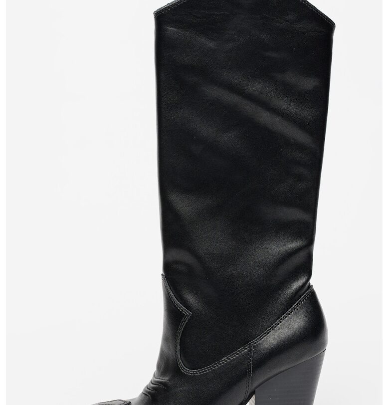 Кожени ботуши с ток - Черен Versace Jeans Couture