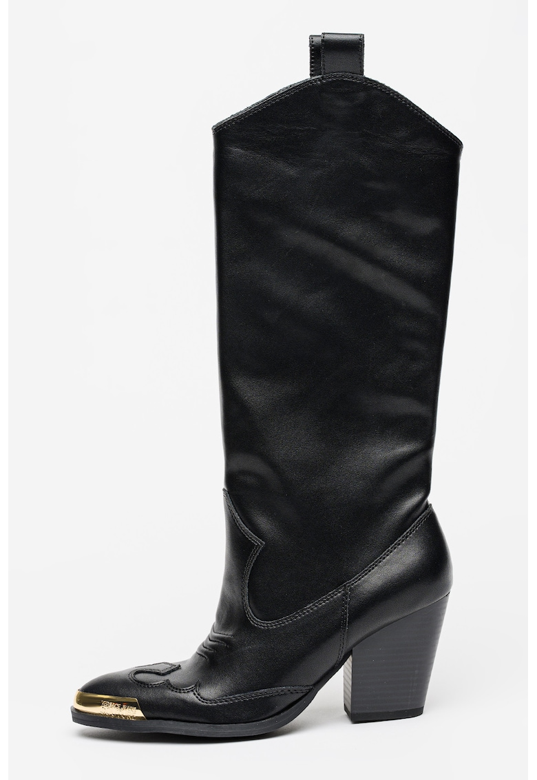 Кожени ботуши с ток - Черен Versace Jeans Couture