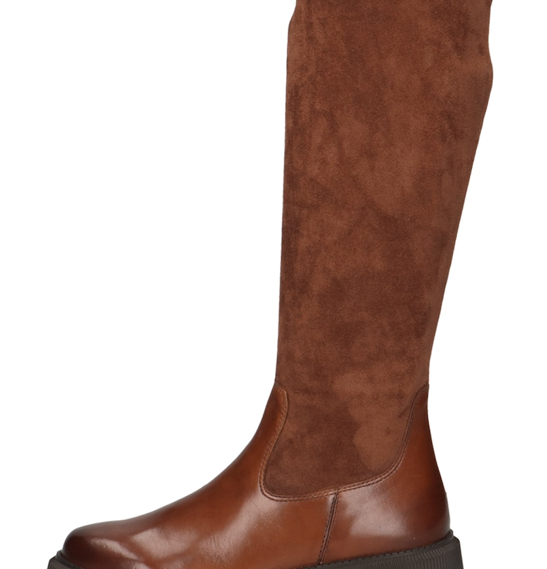 Кожени ботуши с цип - Канелено кафяво Caprice