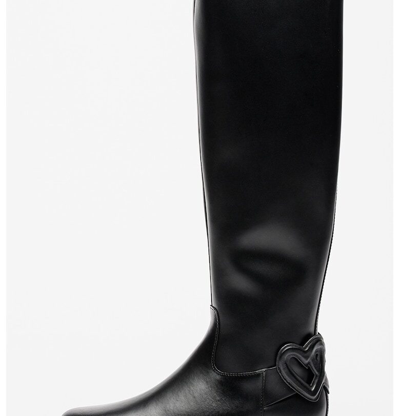 Кожени ботуши с цип - Черен Love Moschino