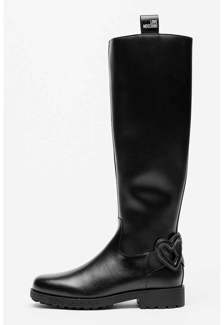 Кожени ботуши с цип - Черен Love Moschino