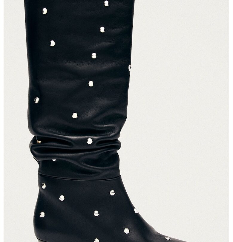 Кожени високи ботуши с капси - Черен ALOHAS