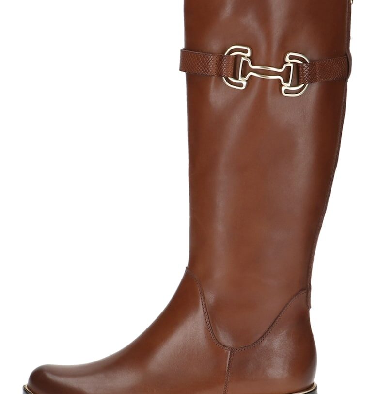 Кожени високи ботуши с метален детайл - Канелено кафяво Caprice