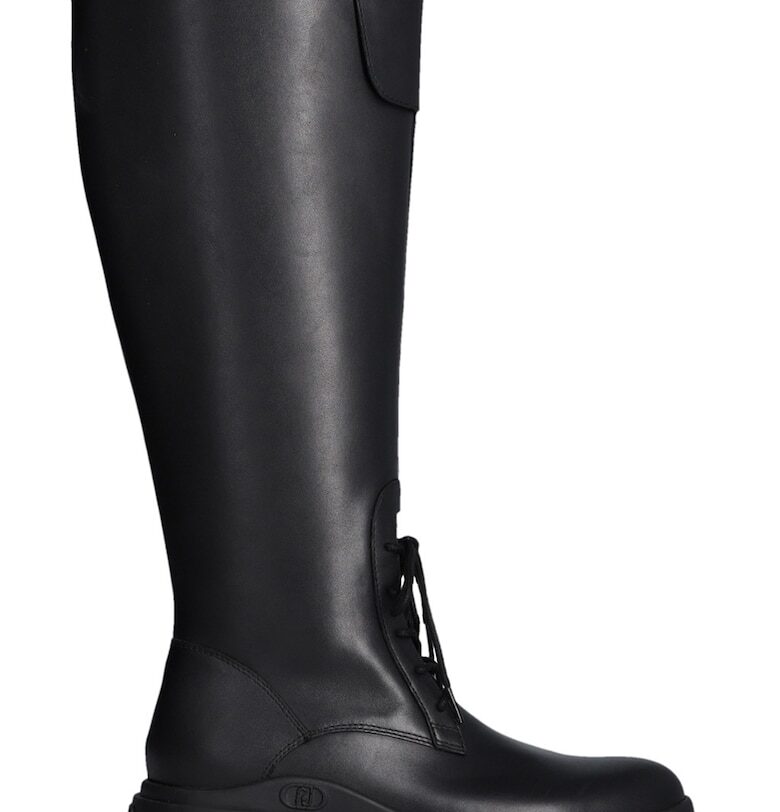 Кожени дълги ботуши с цип - Черен Liu Jo