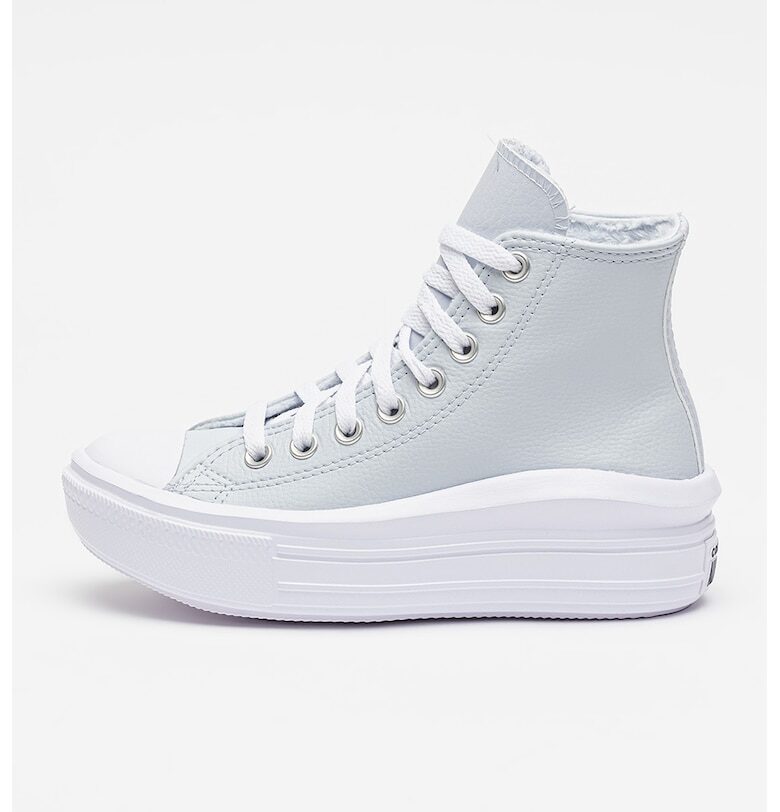 Кожени кецове Chuck Taylor All Star Move с равна платформа - Бял/Ледено синьо Converse