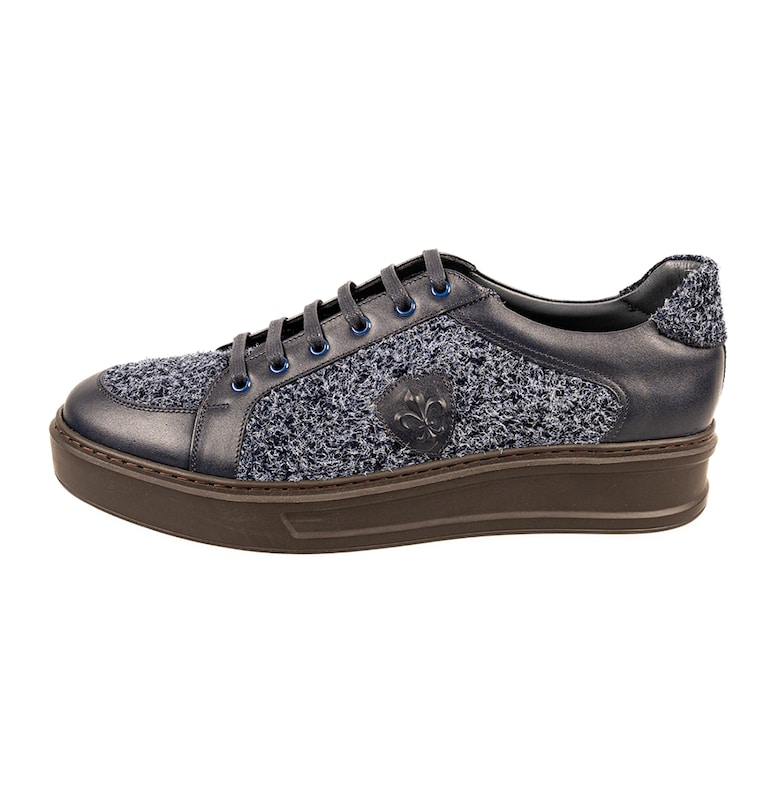 Кожени маратонки Parma с връзки - Ултрамарин синьо/Син меланж Cavalieri1981