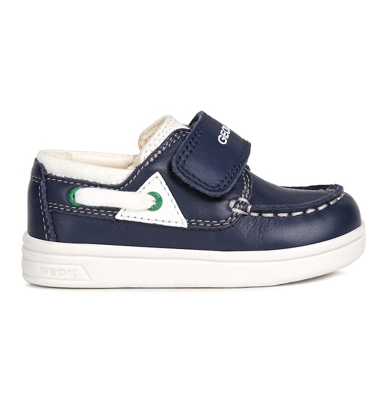 Кожени мокасини с велкро - Тъмносин Geox