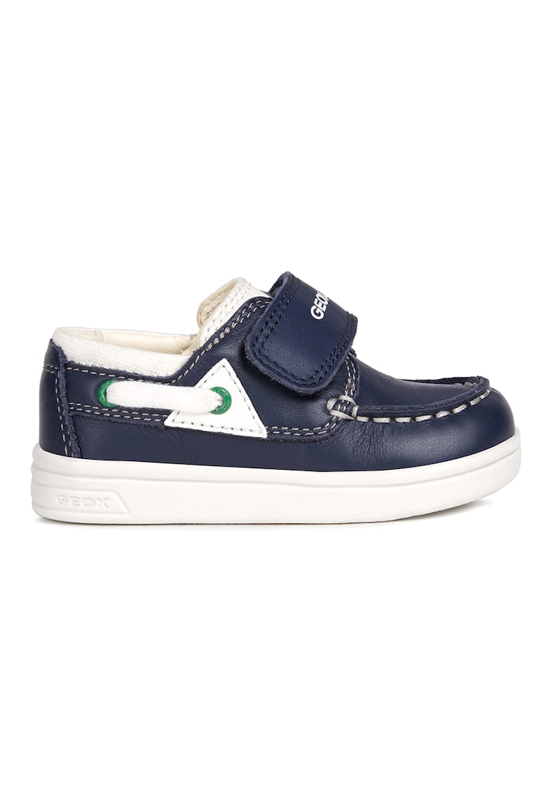 Кожени мокасини с велкро - Тъмносин Geox