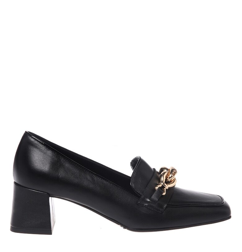 Кожени мокасини с верижка - Черен Baldinini