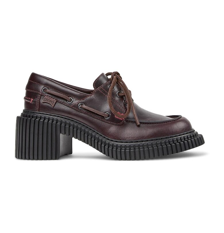 Кожени мокасини с връзки - Коняк кафяв Camper