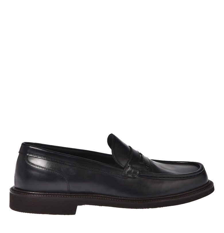 Кожени мокасини с лого - Черен Baldinini
