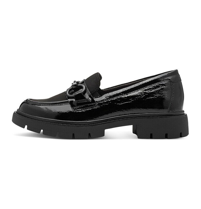 Кожени мокасини с масивен ток - Черен/Избеляло черно Tamaris Comfort