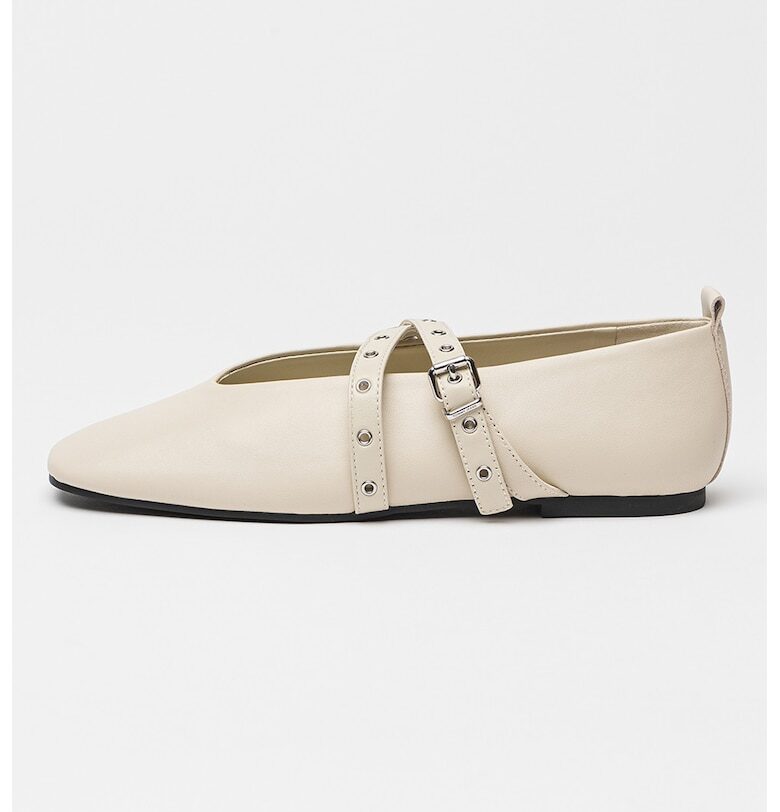 Кожени обувки Mary Jane с кръстосани каишки - Сиво-бежов Tommy Jeans