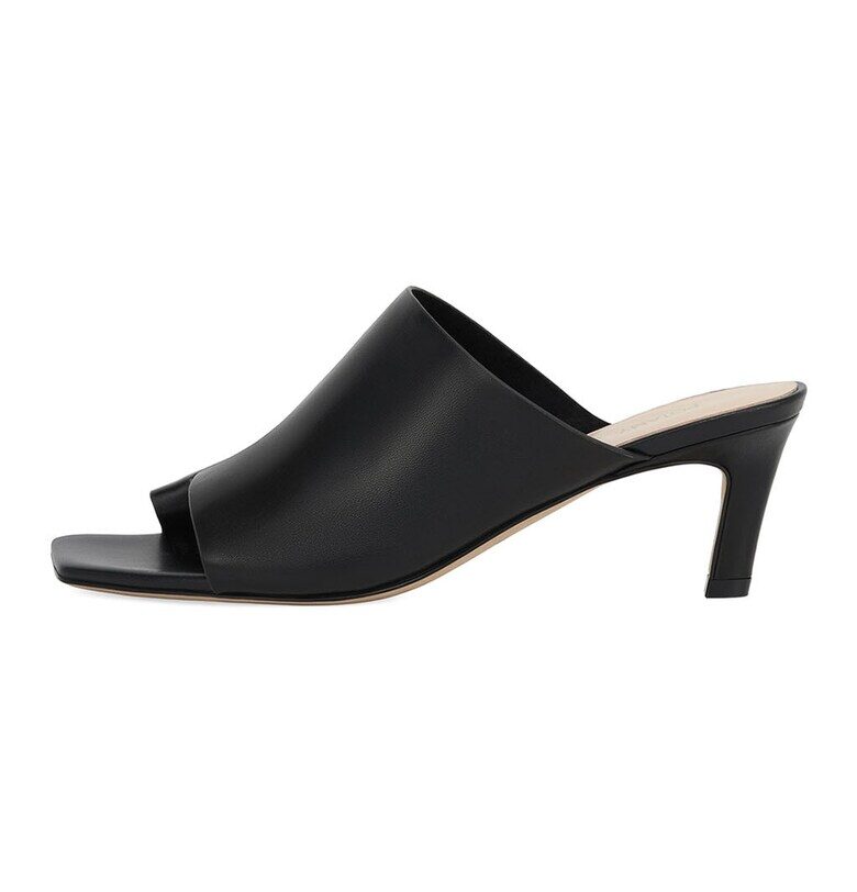 Кожени обувки Mules с отворен връх - Черен Potamy