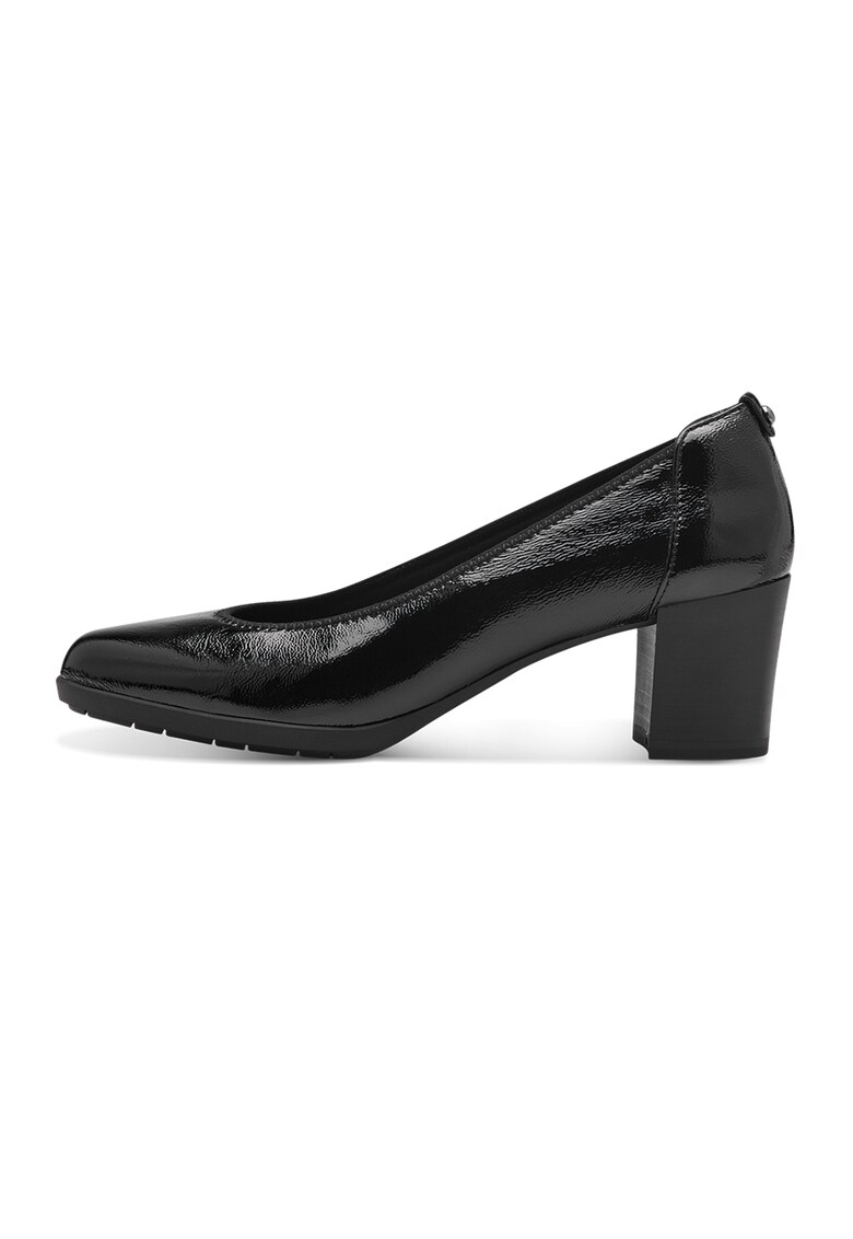 Кожени обувки с масивен ток - Избеляло черно Tamaris