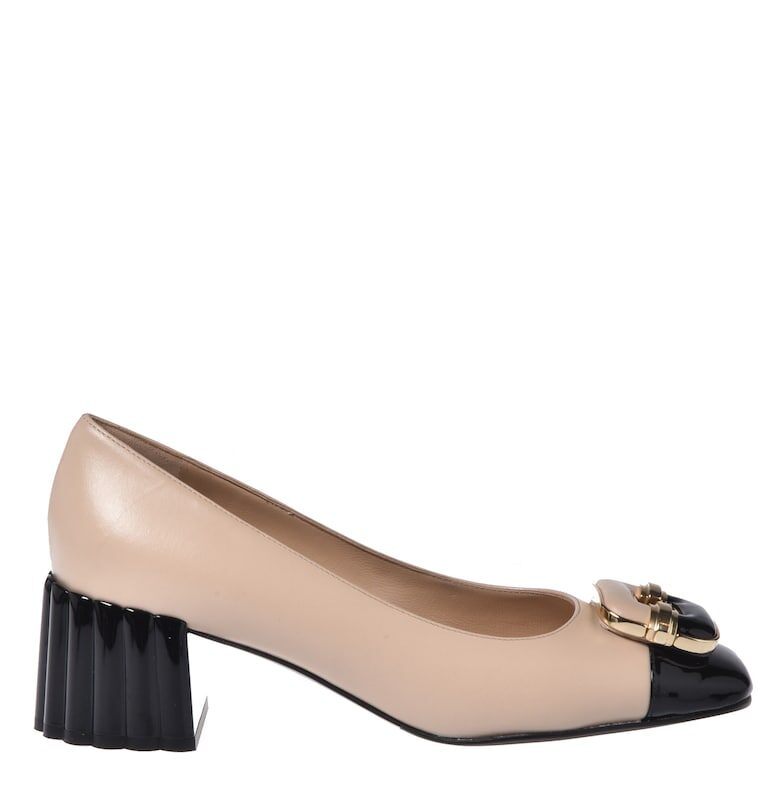 Кожени обувки с масивен ток - Черен Baldinini