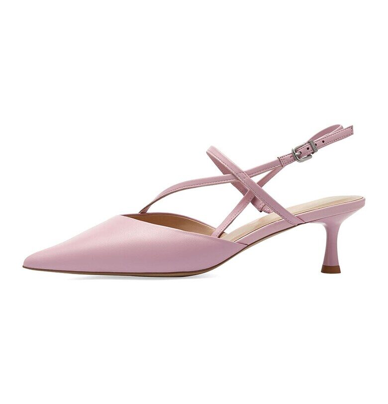 Кожени обувки с отворена пета - Пастелнорозов Potamy