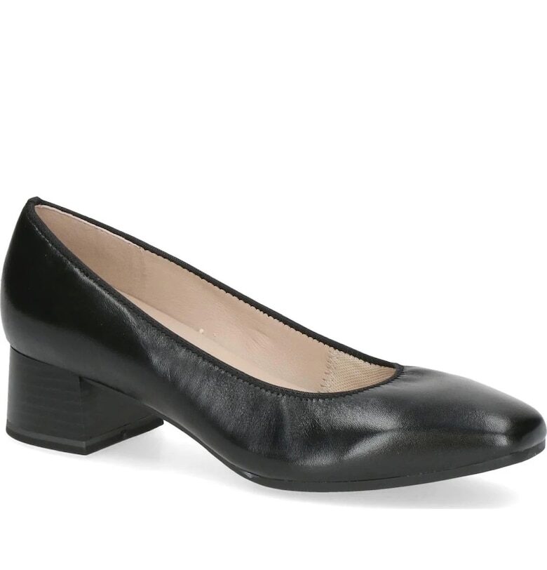 Кожени обувки с ток и квадратен връх Caprice