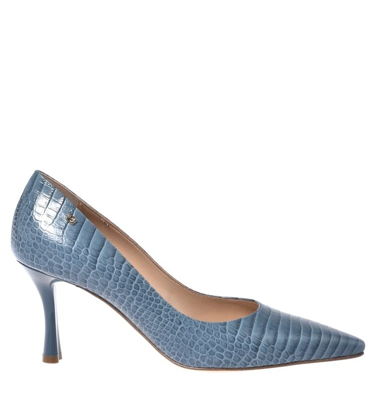 Кожени обувки с ток стилето и шагрен - Син Baldinini