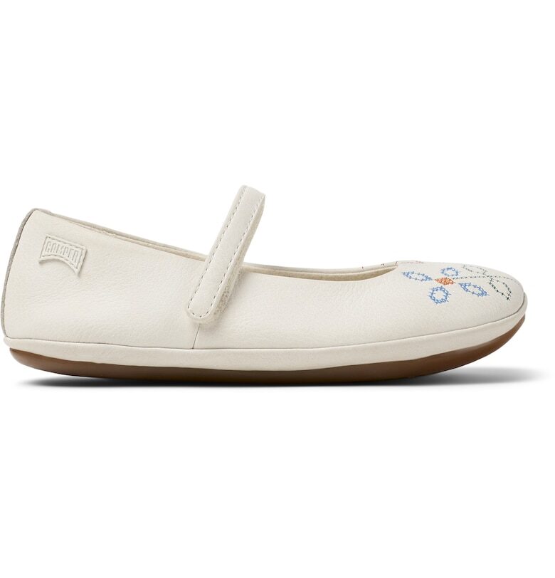 Кожени пантофки Ballerinas Right с велкро - Бял Camper