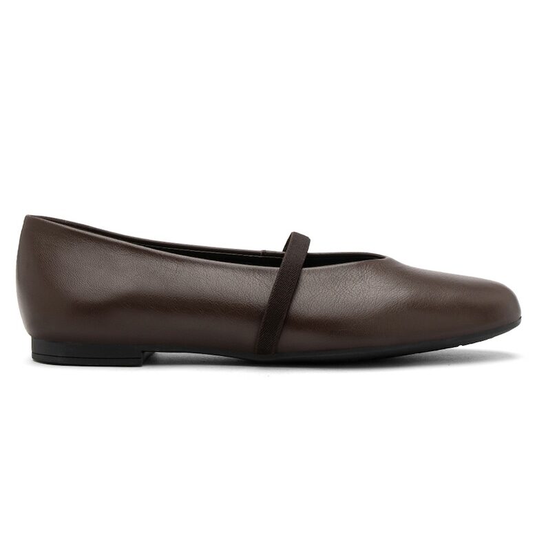 Кожени пантофки Mary Jane - Тъмнокафяв RYLKO