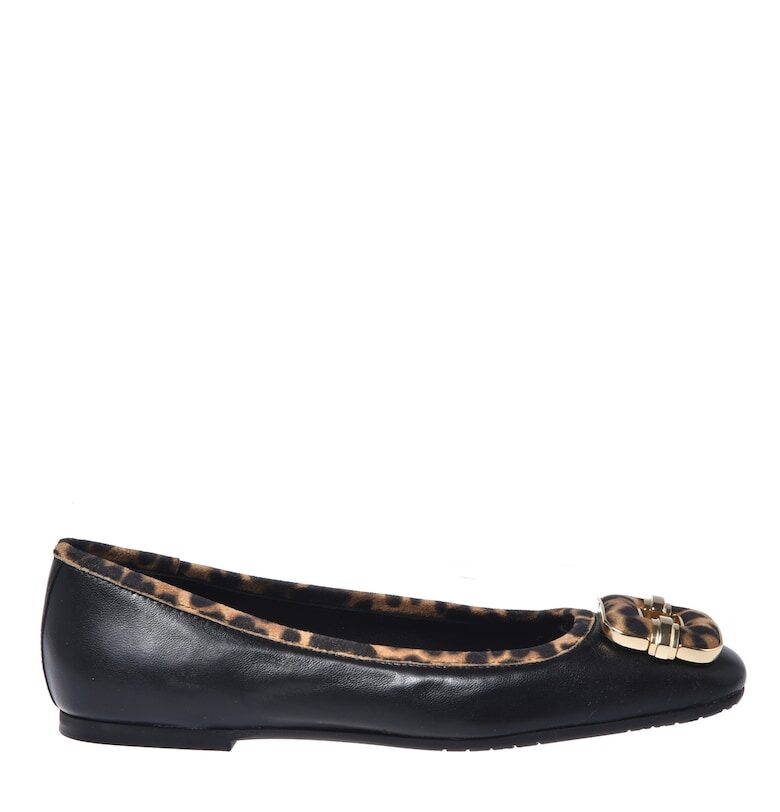 Кожени пантофки с велур - Черен/Кафяв Baldinini