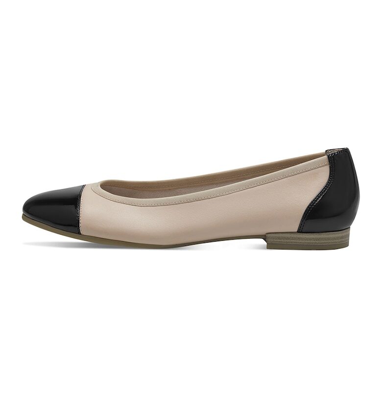 Кожени пантофки с еко кожа - Черен/Бежов Tamaris