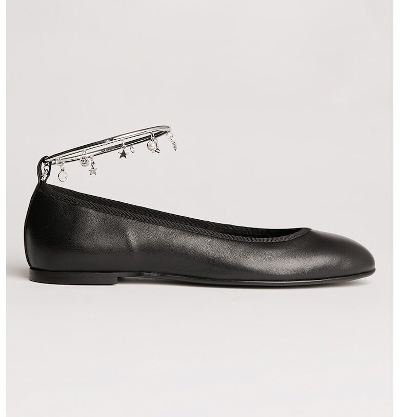 Кожени пантофки с каишки на глезена Karl Lagerfeld