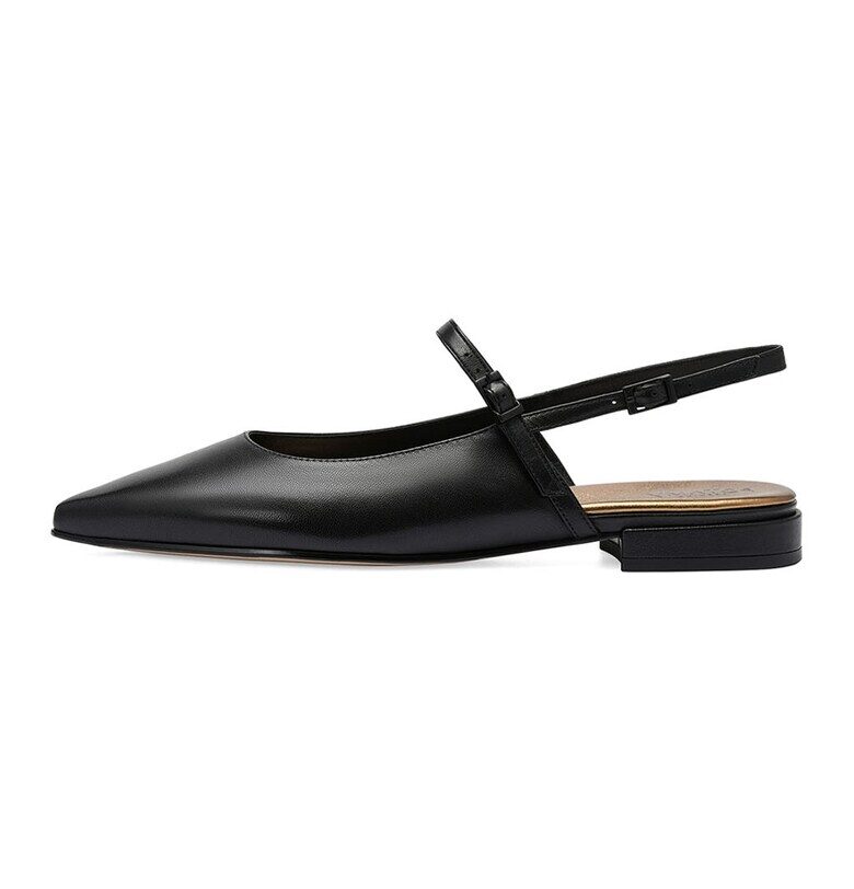 Кожени пантофки с отворена пета - Черен Potamy Premium