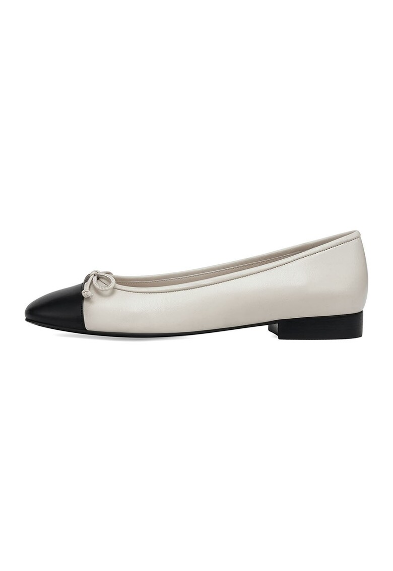 Кожени пантофки с панделка - Черен/Мръснобял Potamy Premium